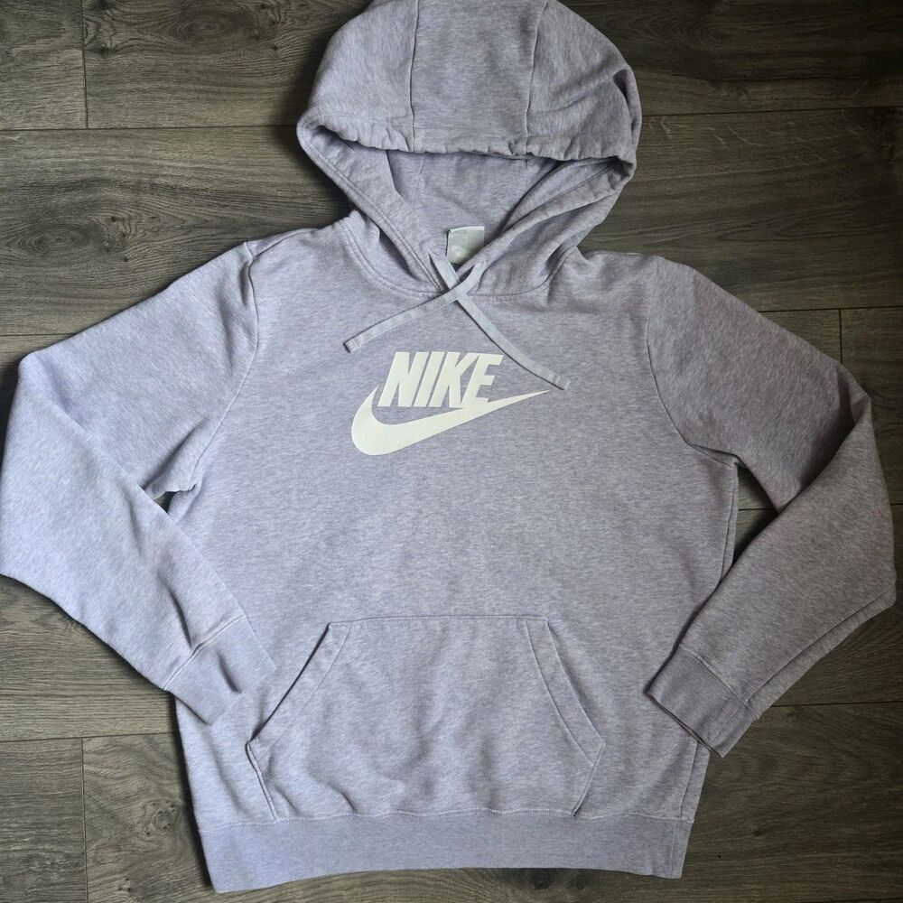 Nike Club Fleece Hoodie Medium M Purple Heather Graphic Big Logo Pullover DQ5775